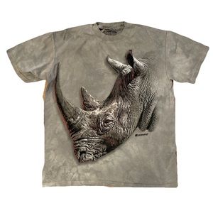 Vintage The Mountain animal t-shirt grey rhino rhinoceros small made in USA